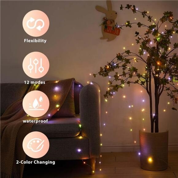Battery Operated Fairy String Lights 50 LEDs Warm White Multi Color Twinkle Ligh - Picture 6 of 8